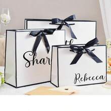 Personalized Bridesmaid Name Gift Bags, Elegant Ribbon Tie Gift Bags, Christmas Gift Bags, Best Wedding Party Gift Bags, Bridal Shower Gift Bags - Multicolor - View 3