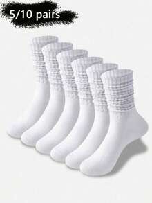 1 Paio di Calze Alte al Ginocchio da Donna, Calze Parigine Monocromatiche, Calze Midi, Confortevoli e Calde per l'Uso Quotidiano, Versatili per Tutte le Stagioni - Bianco - Visualizzare 4