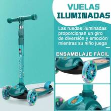 Scooters para Niños Scooter Patinete de 3 Ruedas con Luz LED y Altura Ajustable Patín del Diablo Scooter Juguete Infantil para Niños y Niñas de 3 a 10 Años Regalo de Navidad y Cumpleaños - Verde - Ver 5