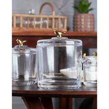 Wolff Golden Bird Crystal Jar With Lid, 8.5cm - Multicolor - View 2
