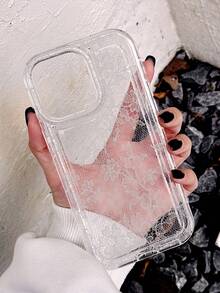 1个优雅浪漫蕾丝图案防滑透明气垫软手机壳，兼容 11/12/13/14/15/16 Pro Max - 彩色 - 查看 3