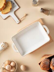 Khay nướng gốm sứ Nhật Bản hiện đại, đơn giản, thanh lịch, nhiều kích cỡ, màu trắng, có tay cầm, thích hợp để nướng salad, mì ống, phô mai, các loại bánh, nướng thịt, quay gà. Sử dụng được trong lò nướng, lò vi sóng, máy rửa chén, chống dính và dễ vệ sinh, phù hợp cho gia đình, nhà hàng sử dụng hàng ngày và các dịp lễ. - trắng - Xem 9
