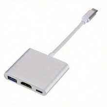 USB C To  Adapter, 4K USB C Hub With 100W PD, USBA 3.0 Port,  To USBC Multiport Digital AV Converter For MacBook Pro/Air, IPad, Tablets, TV, Monitor And More - 銀色 - 查看 2