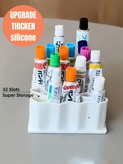 A Extra-Large Size Multi-Functional Storage Rack That Can Hold 32 Items/ Medicine Cream Storage Shelf/ Pen Holder/ Desk Storage/ Medicine Cream Storage/ Wave-Shaped Storage Rack/ Divided Vertical Storage Rack/ Home Necessities-Christmas Gift