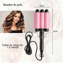 3 piezas Rizador de pelo, rizador de pelo, rizador de pelo de, grado, rizador de pelo eléctrico de calentamiento rápido, herramienta rizadora de pelo dorada peinado - Tipo de Enchufe A USA (110-127V) - Ver 7