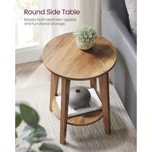 MAEZO Collection - Side Table 2-Tier Small Round End Table Nightstand With Tapered Legs Curved Transitions For Small Spaces Living Room Bedroom Rustic Walnut ULET283T41 - RusticWalnut - View 4