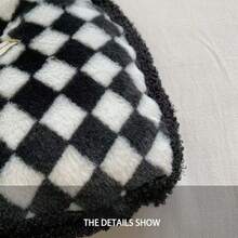 格子毛绒单肩包，时尚手提包，编织棋盘格腋下斜挎包，女士秋冬款 - 彩色 - 查看 11