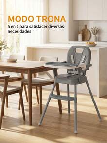 3-In-1 Portable Folding High Chair For Babies - Gray - 灰色 - 查看 3