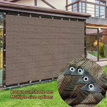 1pc Outdoor Home Garden Privacy Net, Breathable Windproof Sun Shade Mesh, Brown - Multicolor - View 4