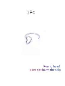 1个/2个/3个装不锈钢黑色心形鼻钉/鼻环，朋克嘻哈风格身体饰品，适合女性和女孩，L型鼻环，适合日常休闲佩戴