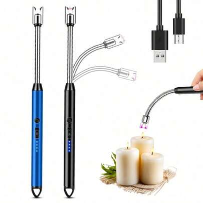 1/2 pcs Encendedor Eléctrico Recargable USB, Encendedor De Vela Electrónico, Vela De Plasma sin Llama, Encendedores Largos, Manguera, Estufa De Gas, Pistola De Encendido, Arco Para Acampar, Encendedor De Plasma Sin Llama Para El Hogar Y Acampar Al Aire  Para Velas Y Estufas De Gas