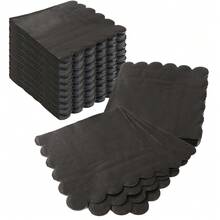 25 Stücke/Set, 50 Stücke/Set, 75 Stücke/Set burgunderrot & schwarze Einfarbige wellige Kanten dickere weiche Party Servietten, 2-lagige weiche Papierservietten, ungefaltete Größe 32cm*32cm, geeignet für: Hochzeit, Teegesellschaft, Geburtstagsfeier Dekoration, Party Dekoration, Party Zubehör, Feiertags Dekoration, Feiertags Zubehör - Zhu Mohei - Übersicht 2