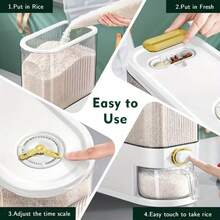 Large Capacity Rotating Rice Dispenser With Divider - Waterproof, Moisture-Proof, And Insect-Proof Grain Storage Container, Suitable For Kitchen Organization - Beige - View 6