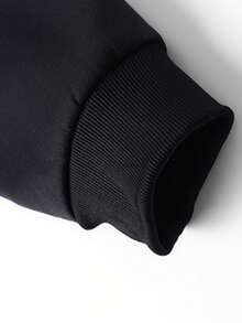 1 件男士保暖内衬加厚连帽运动衫夹克，休闲羊羔绒内衬外套 - 黑色 - 查看 3