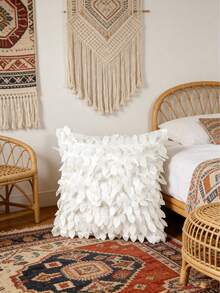 Leaf Pattern Cushion Cover (Pillow Insert Not Included) - White - View 3