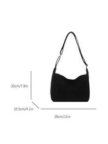 时尚大容量女士单肩手提包，设计 - 黑色 - 查看 5