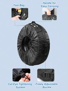 汽车轮胎罩 – 防水、防尘、防紫外线，适用于备胎、雪地胎和普通轮胎，采用 210D 牛津布面料，带工具袋、可调节扣环和收纳袋，备胎罩，轮胎保护罩 - 彩色 - 查看 8