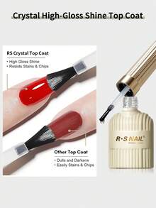 RS NAIL 10克水晶亮油免锉底胶可卸UV凝胶高光泽持久透明面胶美甲设计美甲礼物女士 - 彩色 - 查看 10