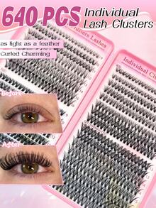 Asiteo 540/570/590/640 Pieces Cluster False Eyelashes, High Capacity, 30D+40D+50D D-Curl, 9-16mm Length, Natural & Thick, Lightweight & Soft, Reusable. This Eyelash Extension Kit Includes Makeup Tools And 2 Eyelash Brushes, Suitable For Beginners To Use At Home Or On The Go, Applicable For Daily Life, Weddings, Parties, Music Festivals, Mother's Day And Other Occasions. - D - 查看 5
