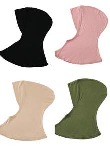4件装女士纯色莫代尔衬头巾，可遮盖颈部，弹性柔软透气，可作头巾帽、阿巴雅长袍配饰、日常衬头巾、女士面纱 - 彩色 - 查看 46