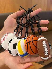 Valentine's Day 1pc Creative Leather Sports Ball Keychain Pendant, Basketball, Football, Rugby, Volleyball, Baseball, Billiard Ball Keychain Decoration, Bag Pendant, Gift For Classmates, Friends, Family, Valentine's Day, Birthday, Party Accessories - 彩色 - 查看 13