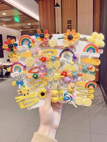 28件套头饰及发夹套装，创意卡通发夹、发圈、发饰，防滑金属发夹，适合日常佩戴、家居装饰、节日、派对、生日、返校及毕业典礼等场合的趣味礼物