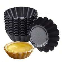 12pcs Non-Stick Mini Egg Tart Mold, Mini Egg Tart Mold, Top Diameter 2.6 Inches, Bottom Diameter 1.65 Inches, Height 0.9 Inches, Carbon Steel Material, Reusable Baking Tool For Kitchen - Multicolor - View 10