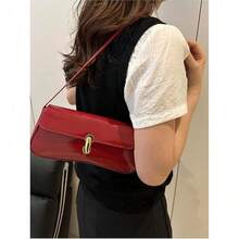 New Fashion Classic Waterproof PU Fabric Shoulder Bag,Underarm Bag, Suitable For Shopping,Lightweight,Business Casual Minimalist Bag For Teen Girls Women College Students Can Be Worn Crossbody. Suitable For Beach Vacation, Back To School Season, Women Wallet. - 酒紅色 - 查看 5