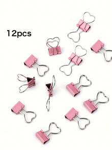 4/8/12PCS Valentine's Day Pink Heart Shaped Clips - Cute Long Tail Planner Clips For Scrapbooking, Love Notes, Photo Display, Journaling, Girls Gifts - Multicolor - View 10