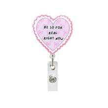 1pc Valentine's Day Gift Heart Shaped Retractable Badge Reel, Nurse/Doctor ID Card Holder - Multicolor - View 11