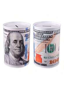 1个10厘米-22厘米美元/欧元硬币储蓄罐，大容量密封金属小猪存钱罐，单向硬币储蓄盒，里拉、里亚尔、托曼、英镑硬币储蓄罐（不可取出，可打开盖子，建议购买大号）