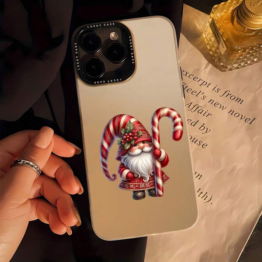 Estuche para teléfono con espejo con personaje de Jolly Santa, perfecto para la temporada navideña, compatible con 17, 16 Pro Max, 15 Pro Max, 13 y 12, fabricado con TPU duradero para protección contra golpes y caídas, brinda alegría festiva con su diseño encantador, un regalo encantador para familiares, amigos y seres queridos para celebraciones navideñas, cumpleaños o cualquier ocasión alegre - luna blanca - Ver 1
