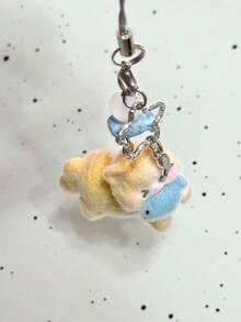 1pc "Fat Orange Kitty Loves Fish" Plush Cat Phone Charm, DIY Creative Gift, Camera/Bag Cute Pendant, Suitable For Women's Daily Use