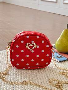 1PCMini Big Kids Girls Bag Diagonal Shoulder Bag Shoulder Bag Square Bag Coin Purse, Lightweight And Portable Zipper Closure, Fashionable PU Material Polka Dot Pattern, Suitable For Junior High School Students, Teenagers, Daughters, Girlfriends, Girls And Other Daily Use, Ideal Storage Bag, Autumn And Winter Must-Have Clothing Matching