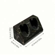 1 Piece Ceramic Gold Marble Toothbrush Holder 3-Hole Freestanding Storage Rack For Bathroom Countertops, Multi-Function Toothbrush And Toothpaste Storage Rack, Durable And Elegant Home Decor Accessory, Stylish Bathroom Supplies - Multicolor - View 12