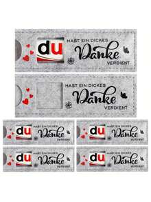 6pcs German Heartfelt Thank You Chocolate Gift Set, Felt Chocolate Bar Box, Perfect For Team Gifts & Farewell Presents - Light Grey - View 3
