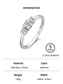 Anello Nuziale In Argento Decorato Con Zirconi Cubici Per Donne, Gioiello Nuziale Elegante Per Matrimonio E Fidanzamento - Argento - Visualizzare 9