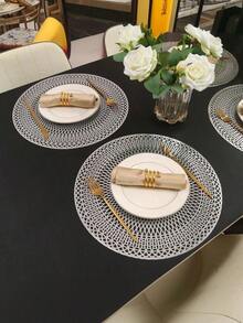 12件/套 15英寸银色和玫瑰金箔几何图案餐垫，装饰餐垫，节日装饰，餐桌垫，隔热垫，适用于酒店、餐厅、家庭厨房 - 彩色 - 查看 3