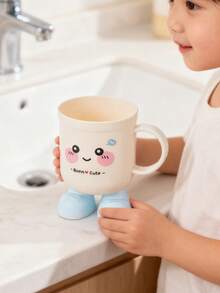 1pc Cute Cartoon Toothbrush Holder, Suitable For Teenagers And Children - Plastic Material, Bathroom Use, Fun Design, Available In Pink And Blue, Home/Dorm Toothbrush Holder, Dorm Essential, Fun Design, Easy Grip Handle, Bathroom Toothbrush Holder