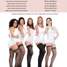 4 Pairs Silk Thigh High Stocking For Women Lace Silicone Socks Satin Bow Top Stocking - 常規款 - 查看 6