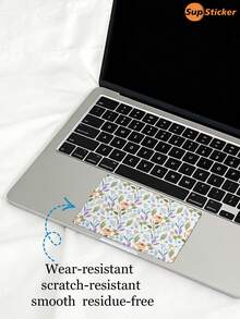 1张清新花卉图案贴纸，笔记本电脑触控板贴纸，PVC材质，自粘，可移除，防尘，防刮，不留残胶，用于笔记本电脑触控板装饰、保护和个性化定制，尺寸：3.54x5.51英寸 - 彩色 - 查看 5