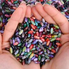 50pcs Vintage Picasso Glass Floral Print Seed Bead, 5*10mm Colorful Oval Loose Beads - Assorted Colors, Suitable For Making Necklaces, Bracelets, DIY Earrings, Tassel Crafts And Jewelry - Floral Shuttle Beads - View 3