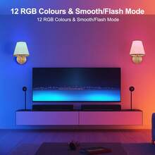 Battery Powered Wall Lamp, Wireless Wall Light With 2000mAh Dimmable Bulb And Remote Control, 15-Color Rechargeable Gold Wall Lamp With Fabric, Suitable For Bedroom, Living Room, Corridor Wall Decor - Tricolor +12RGB - View 4