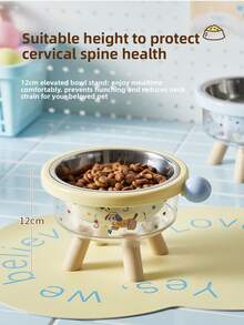 1 bát ăn cho thú cưng bằng tre hai lớp chất lượng cao, chống tràn, bảo vệ cổ cho mèo/chó, bát ăn cho mèo nâng cao dùng trong nhà. - nhiều màu - Xem 2