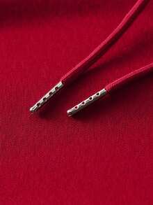 Preppy Lettering Men's Casual Street Hoodie, Drawstring Pocket, Slogan Print, Spring/Autumn, Long Sleeve TopLoose And Comfortable,Casual And Easy-Goin,Valentine's Day Hoodie For Couples,New Years Outfit Women - 紅色 - 查看 5