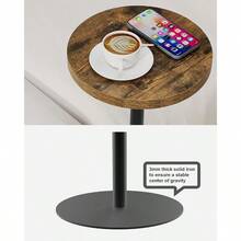 Tall Round Side Table Small End Table Set Of 2 Beside Table Drink Table Pedestal Side Table Livingroom Brown TB01BB0652 - Brown - View 6