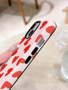 1 pieza Estuche rígido para teléfono con cobertura completa y diseño de corazón brillante compatible con /11/12/13/14/15/16/17 Pro Max Carcasa 2en1 de película, diseño elegante. - Blanco - Ver 4