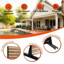 Biombo para exteriores, protección visual independiente, de acero, protección contra el viento para terraza y jardín, separador de habitaciones para interior y exterior - Marrón - Ver 7