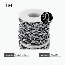 1m Stainless Steel Cuban Chain Gold Plated Oval Handmade Chain Egg Buckle Clip Barbell Stainless Steel Chain Do Not Fade Personalized Punk DIY Necklace Bracelet Jewelry Making Bracelet Necklace Jewelry Chain Jewelry Accessories - Chain - View 12