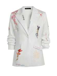 HOMEYEE Vintage Floral Print Blazer Jacket, Elegant For Casual, Business, And Formal Occasions - 灰色 - 查看 9